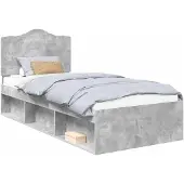 vidaXL Bedframe Betonnen Grijs 90 x 190 cm Massief grenenhout