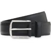 BOSS Leren riem met metalen detail gesp en Double B in zilverlook