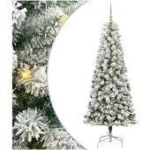 vidaXL Kunstmatige Hinged Kerstboom met 300 LED Groen en Wit 240 cm