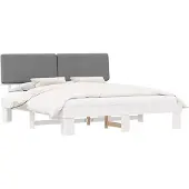 vidaXL Bedframe met gestoffeerde hoofdbord, lichtgrijs, 200 x 200 cm