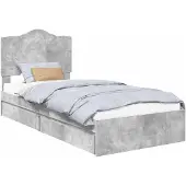 vidaXL Opbergbed met lade Beton Grijs 90 x 190 cm Bewerkt hout