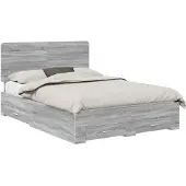 vidaXL Bedframe met lade Grijs Sonoma 140 x 190 cm Bewerkt hout