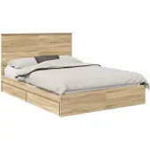 vidaXL Opbergbed met lade Sonoma Eik 140 x 200 cm Bewerkt hout