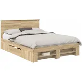 vidaXL Bedframe met hoofdeinde Sonoma Eiken 140 x 200 cm Bewerkt hout