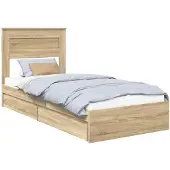 vidaXL Opbergbed met lade Sonoma Eik 100 x 200 cm Bewerkt hout