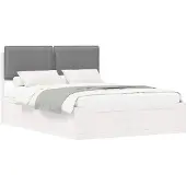 vidaXL Bedframe met gestoffeerde hoofdbord, lichtgrijs, 150 x 200 cm