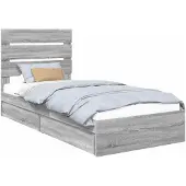 vidaXL Opbergbed met lade Grijs Sonoma 90 x 200 cm Bewerkt hout