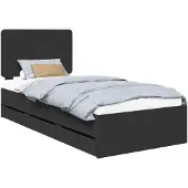 vidaXL Bedframe met lade met opslag Zwart 100 x 200 cm Ingenieurshout