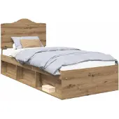 vidaXL Bedframe Ambachtelijk Eiken 90 x 200 cm Massief grenenhout