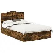 vidaXL Opbergbed met lade Rook Eiken 135 x 190 cm Bewerkt hout