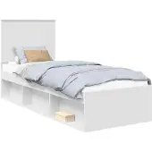 vidaXL Bedframe met hoofdeinde Wit 75 x 190 cm Massief grenenhout