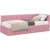 vidaXL Hoekbedframe met Matras 2 st Roze 80 x 200 cm Fluweel