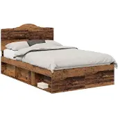 vidaXL Bedframe met hoofdeinde Oudhout 120 x 200 cm Massief grenenhout