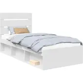 vidaXL Bedframe met hoofdeinde Wit 75 x 190 cm Massief grenenhout