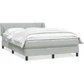 vidaXL Boxspringbed met matras, lichtgrijs, 160x210 cm, fluweel