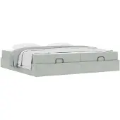 vidaXL Bedframe met matras, 2 stuks, lichtgrijs, fluweel