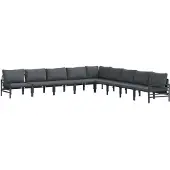 vidaXL Tuinbank Set 9 st Zwart Staal