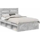 vidaXL Bedframe Betonnen Grijs 135 x 190 cm Massief grenenhout
