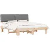 vidaXL Bedframe met Gevoerde Hoofdbord Lichtgrijs 200 x 200 cm