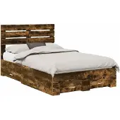 vidaXL Bedframe met lade Rook Eiken 120 x 190 cm Bewerkt hout