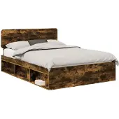 vidaXL Bedframe Rook Eiken 140 x 190 cm Massief grenenhout