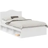 vidaXL Bedframe met hoofdeinde, wit, 120 x 190 cm, massief dennenhout
