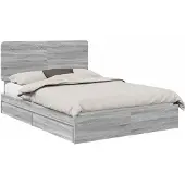 vidaXL Opbergbed met lade Grijs Sonoma 160 x 200 cm Bewerkt hout