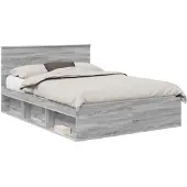 vidaXL Bedframe met hoofdeinde Grijs Sonoma 160 x 200 cm Bewerkt hout