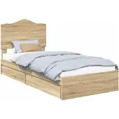 vidaXL Opbergbed met lade Sonoma Eik 90 x 190 cm Bewerkt hout