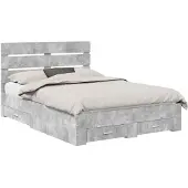 vidaXL Bedframe met lade Beton Grijs 160 x 200 cm Bewerkt hout