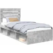 vidaXL Bedframe Betonnen Grijs 90 x 190 cm Massief grenenhout
