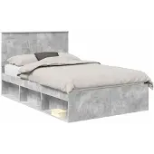 vidaXL Bedframe met hoofdeinde Beton 120 x 200 cm Massief grenenhout