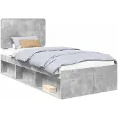 vidaXL Bedframe Betonnen Grijs 100 x 200 cm Massief grenenhout