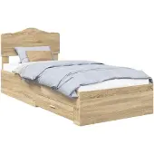 vidaXL Bedframe met lade Sonoma Eik 90 x 200 cm Bewerkt hout