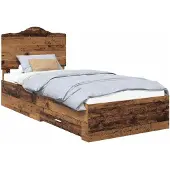 vidaXL Bedframe met lade met opslag Oudhout 90 x 190 cm Bewerkt hout