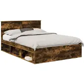 vidaXL Bedframe, gerookt eikenhout, 135 x 190 cm, massief grenenhout