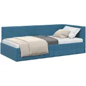vidaXL Hoek Bed Frame met hoofdeinde Blauw 100 cm x 200 cm Fluweel