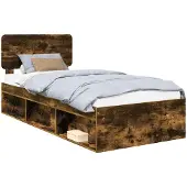 vidaXL Bedframe Rook Eiken 100 x 200 cm Massief grenenhout