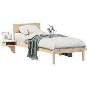 vidaXL Bedframe met hoofdeinde Bruin 75 x 190 cm Massief grenenhout