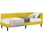 vidaXL Hoekbedframe met Matras met hoofdeinde 2 st Geel Fluweel