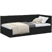 vidaXL Hoek Bed Frame met hoofdeinde Zwart 100 x 200 cm Stof
