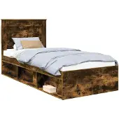 vidaXL Bedframe Gerookt eiken 90 x 200 cm Bewerkt hout