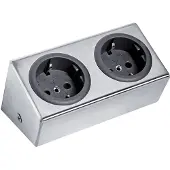 Thebo Stopcontact Alba 2st met 2 contactdozen kleur Rvs