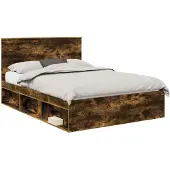 vidaXL Bedframe Rook Eiken 140 x 200 cm Massief grenenhout