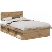 vidaXL Bedframe Ambachtelijk Eiken 120 x 190 cm Massief grenenhout