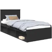 vidaXL Bedframe met hoofdeinde Zwart 90 x 200 cm Massief grenenhout