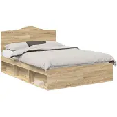 vidaXL Bedframe met hoofdeinde Sonoma 160 x 200 cm Massief grenenhout