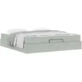 vidaXL Bedframe met matras 2 st Lichtgrijs Fluweel