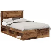 vidaXL Bedframe Effen Oudhout 135 x 190 cm Massief grenenhout