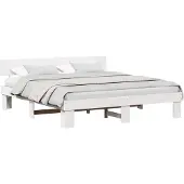 vidaXL Bedframe met hoofdeinde Wit 200 x 200 cm Massief grenenhout
